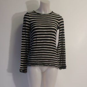 Womens Whetherly Black White Striped Knit Sweater XS *